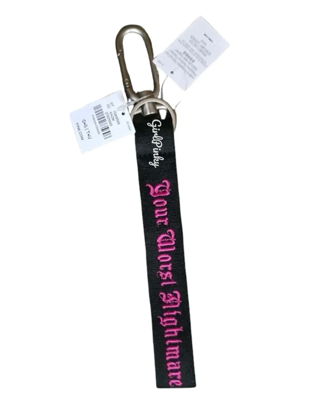 VS PINK YOUR WORST NIGHTMARE LOGO  BLACK WRISTLET STRAP KEYCHAIN HALLOWEEN 2026